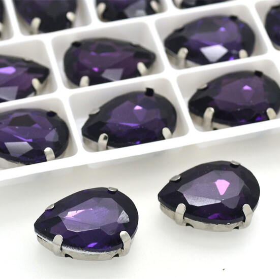 Стразы в цапах Капля 18х25 мм Фиолетовый 4 шт.