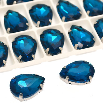 Стразы в цапах Капля 10х14 мм Море 10 шт.