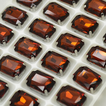 Стразы в цапах пришивные Прямоугольник 10х14 мм Коричневый 10 шт.