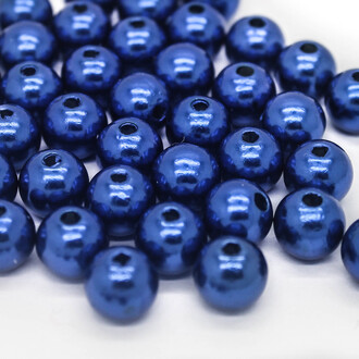 Пластиковые бусины Круглые Синий 8 мм 25 г (+-96 шт.)