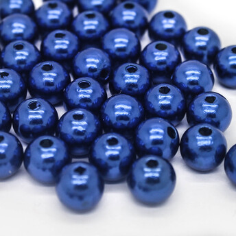Пластиковые бусины Круглые Синий 8 мм 25 г (+-96 шт.)