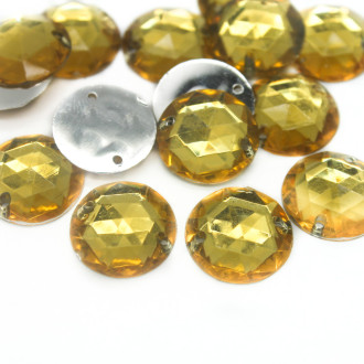 Стразы пришивные Акрил 14x14 мм Желтый +-100 шт.