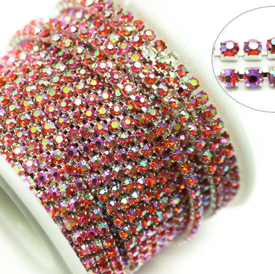 Стразовая цепь ss10 (2,8 мм) 1 м Hyacinth AB silver