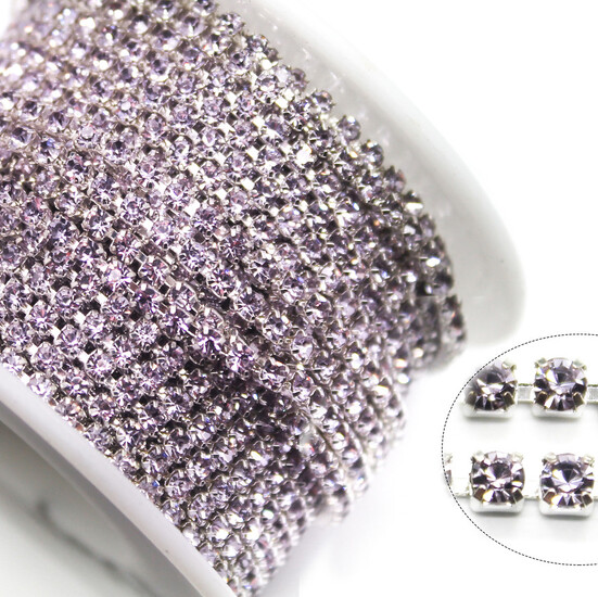 Стразовая цепь ss6 (2 мм) 1 м Violet silver