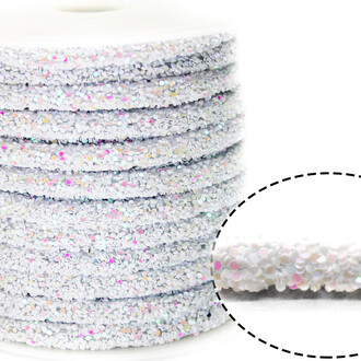 Полый шнур покрытый блёстками 6 мм 1 м Белый АВ