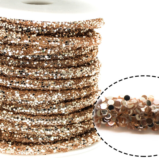 Полый шнур с блёстками 6 мм 1 м Коричневый