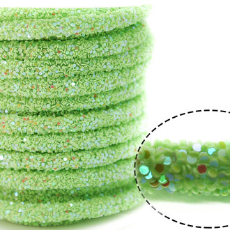 Полый шнур покрытый блёстками 6 мм 1 м Салатовый АВ