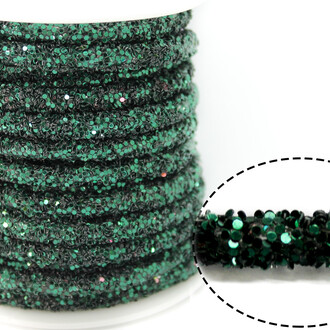 Полый шнур покрытый блёстками 6 мм 1 м Темно-зеленый