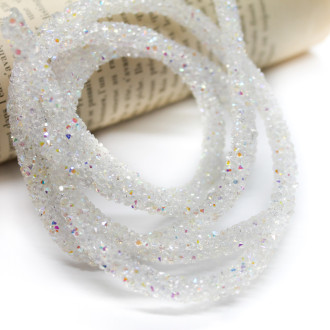 Стразовый шнур 6 мм 1 м Белый АВ(801)