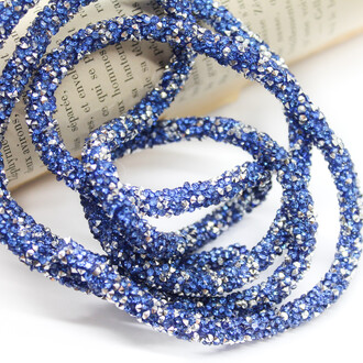 Стразовый шнур 6 мм 1 м Синий и серебро_814 S