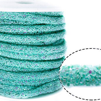 Полый шнур покрытый блёстками 6 мм 1 м Голубой АВ (58)