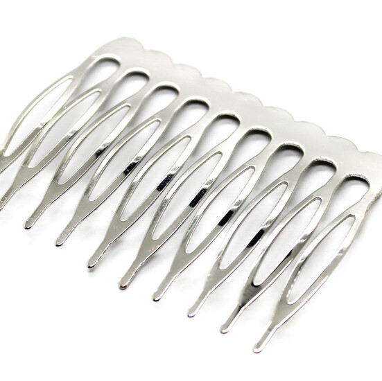 Основа для гребешка Античная 10 зубчиков 54х39 мм 8 шт. Серебро