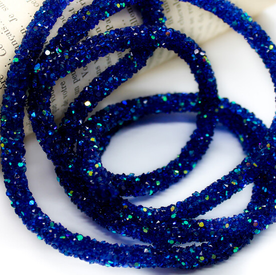 Стразовый шнур 6 мм 1 м Синий АВ_814AB