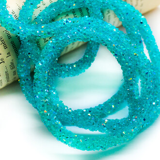 Стразовый шнур 6 мм 1 м Ярко-голубой АВ_811AB