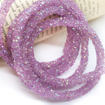 Стразовий шнур 6 мм 1 м Бузковий АВ_824AB