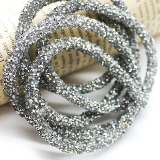 Стразовый шнур 6 мм 1 м Серебро светлое_801S