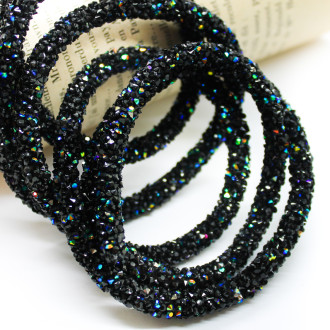 Стразовый шнур 6 мм 1 м Черный АВ_802AB