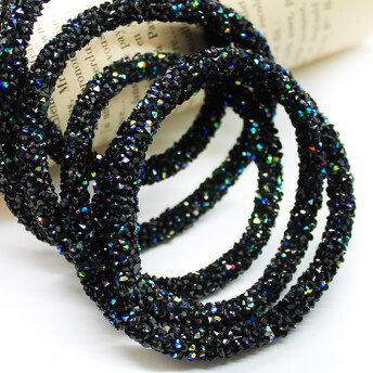 Стразовый шнур 6 мм 1 м Черный АВ_802AB