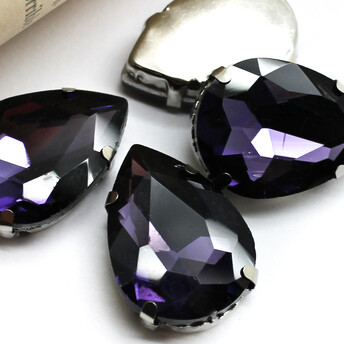 Стразы в цапах Капля 18х25 мм Фиолетовый 4 шт.
