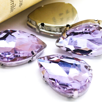 Стразы в цапах Капля 18х25 мм Сиреневый 4 шт.