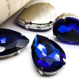 Стразы в цапах Капля 18х25 мм Электрик 4 шт.