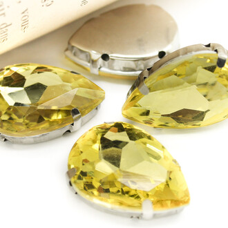 Стразы в цапах Капля 18х25 мм Желтый 4 шт.