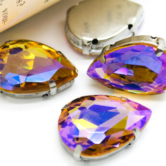 Стразы в цапах Капля 18х25 мм Желтый АВ 4 шт.