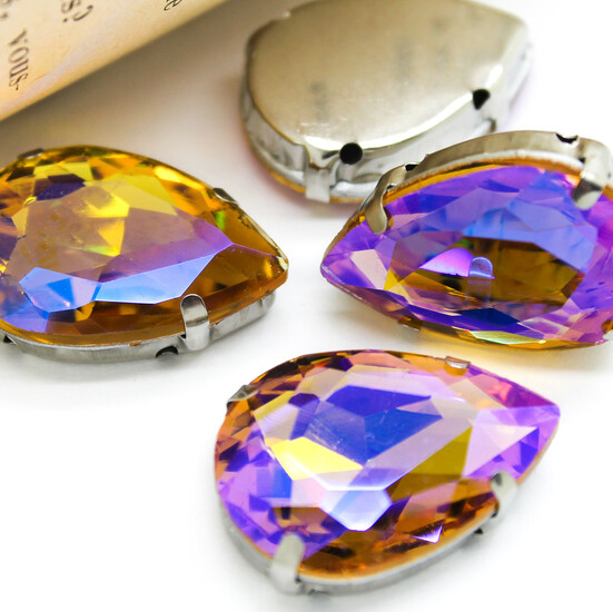 Стразы в цапах Капля 18х25 мм Желтый АВ 4 шт.