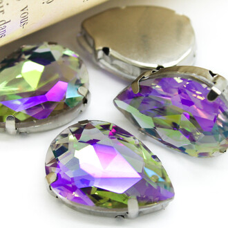 Стразы в цапах Капля 18х25 мм Сиреневый АВ 4 шт.