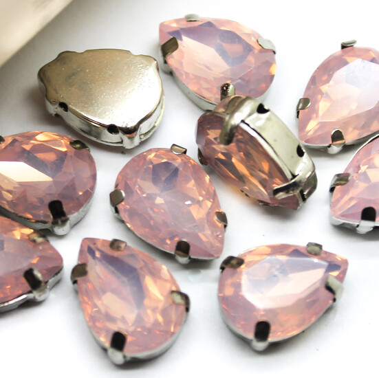 Стразы в цапах Капля 10х14 мм Розовый смола 10 шт.