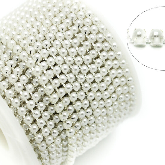 Жемчужная цепь ss8 (2,5 мм) 1 м Белый Z9 silver