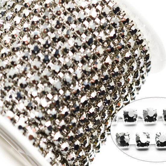 Стразовая цепь ss10 (2,8 мм) 1 м Argentum silver