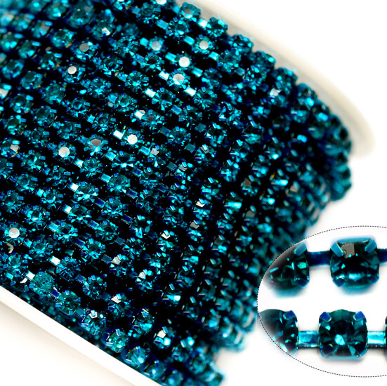 Стразовая цепь ss10 (2,8 мм) 1 м Blue zircon blue