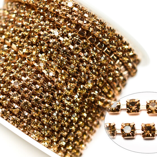Стразовая цепь ss10 (2,8 мм) 1 м LCT gold
