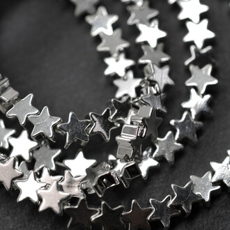 Бусины Звезды Гематит 6х6 мм Рондель Плоский Серебро светлое 40 см