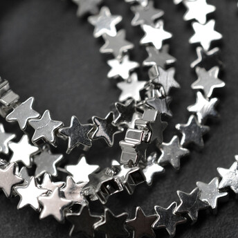 Бусины Звезды Гематит 6х6 мм Рондель Плоский Серебро светлое 40 см