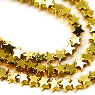 Бусины Звезды Гематит 6х6 мм Рондель Плоский Золото 40 см