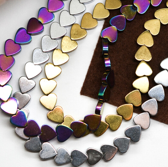 Бусины Сердце Гематит 6х2 мм Рондель 40 см