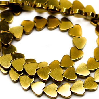 Бусины Сердце Гематит 6х2 мм Рондель Золото 40 см