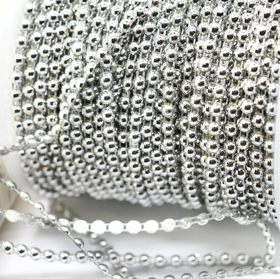 Полубусины на нитке 4 мм 1 м Серебро Silver_АА079