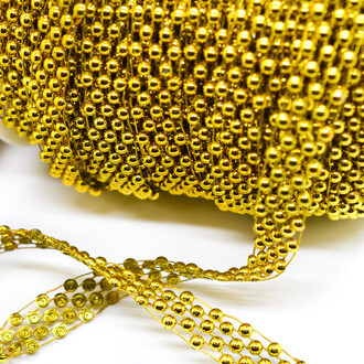 Полубусины на нитке Декоративная лента 14 мм 1 м Золото Gold_АА025
