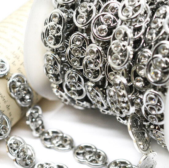 Полубусины на нитке со стразами 14 мм 1 м Серебро Silver_АА229