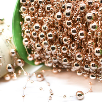 Бусины на леске 8 мм 1 м Цвет Золото Gold_8+3