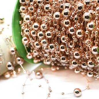 Бусины на леске 8 мм 1 м Цвет Золото Gold_8+3