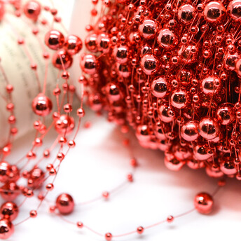 Бусины на леске 8 мм 1 м Цвет Красный_8+3