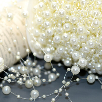 Бусины на леске 8 мм 1 м Цвет Кремовый Krem_8+3