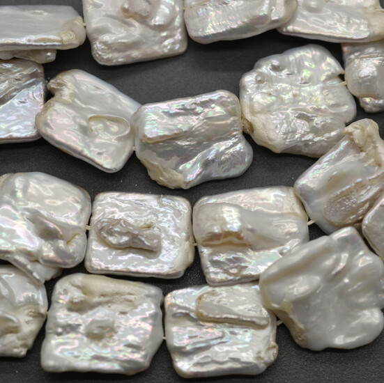 Натуральный жемчуг Бусины 20х16 мм Барокко Белый нить 39 см 20 шт. 118