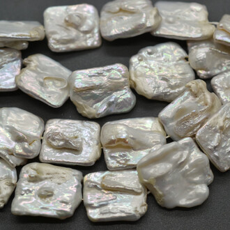 Натуральный жемчуг Бусины 20х16 мм Барокко Белый нить 39 см 20 шт. 118