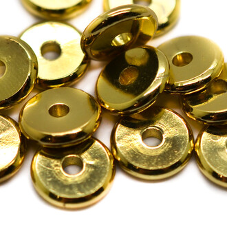 Металлические бусины Плоские Латунь 8х1,5 мм 15 шт. Золото_D016/8G