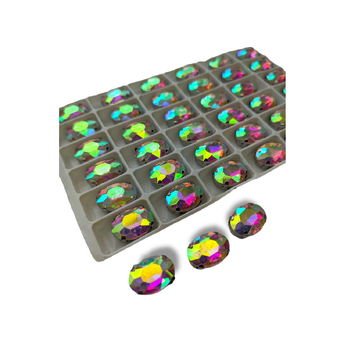 УЦЕНКА!!!Стразы в цапах пришивные Овал 10х14 мм АВ 10 шт.